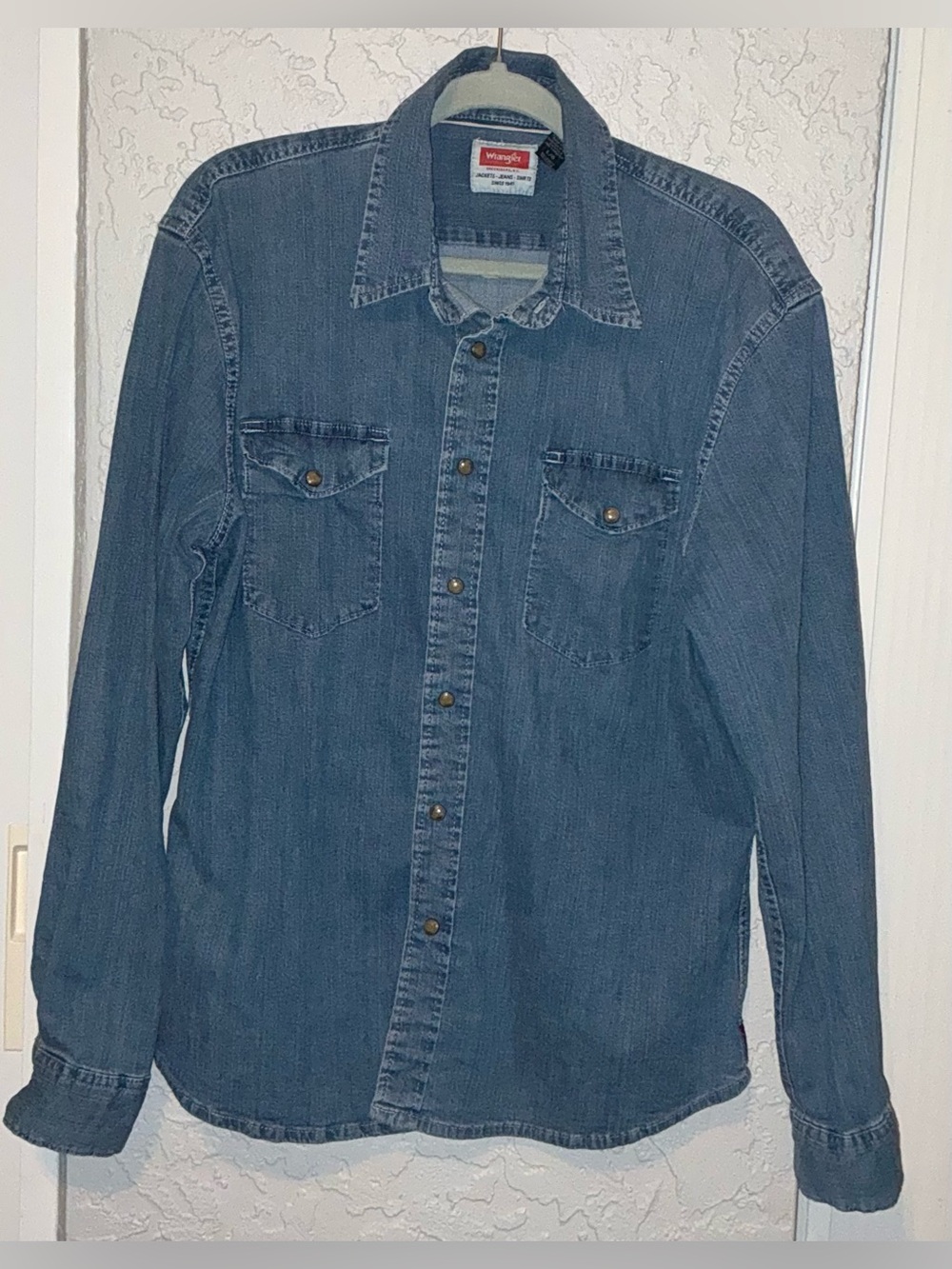 Wrangler Blue Denim Western Shirt with Snap Pockets